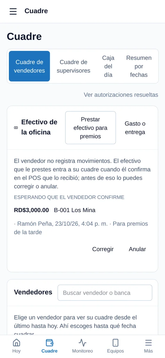 GRL Admin en el teléfono: el cuadre